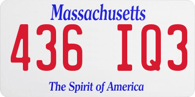MA license plate 436IQ3