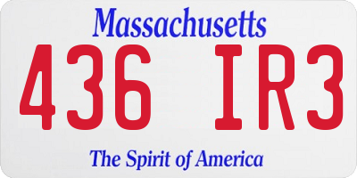 MA license plate 436IR3