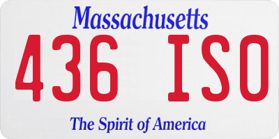 MA license plate 436IS0