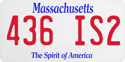 MA license plate 436IS2
