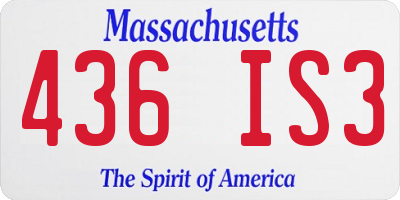 MA license plate 436IS3