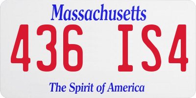MA license plate 436IS4