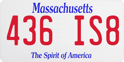 MA license plate 436IS8