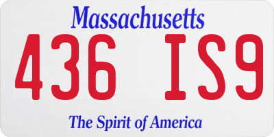 MA license plate 436IS9
