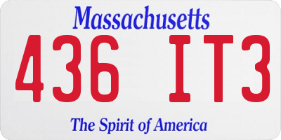 MA license plate 436IT3