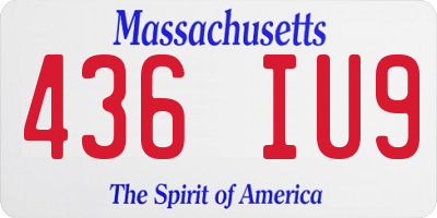 MA license plate 436IU9