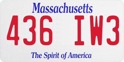 MA license plate 436IW3
