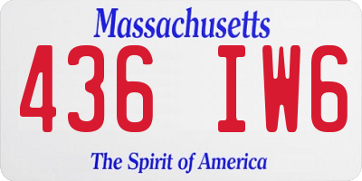 MA license plate 436IW6