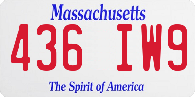 MA license plate 436IW9