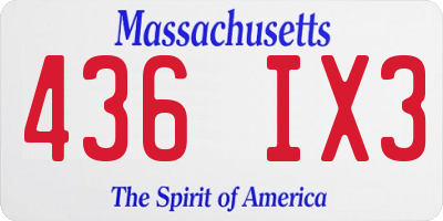 MA license plate 436IX3