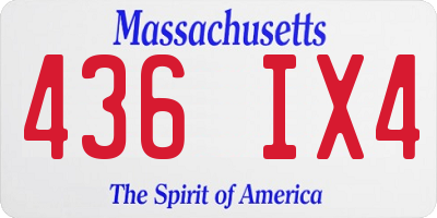 MA license plate 436IX4