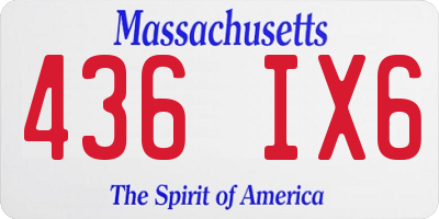 MA license plate 436IX6