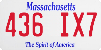 MA license plate 436IX7