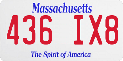 MA license plate 436IX8