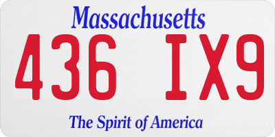 MA license plate 436IX9