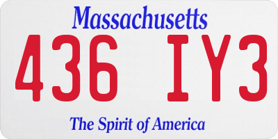 MA license plate 436IY3