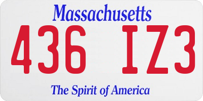 MA license plate 436IZ3