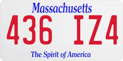 MA license plate 436IZ4