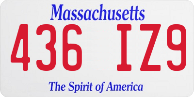 MA license plate 436IZ9