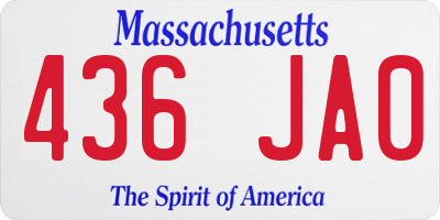 MA license plate 436JA0