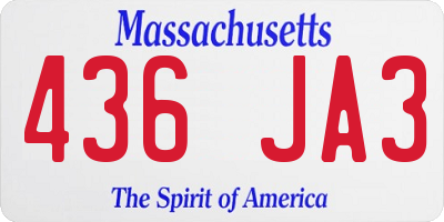 MA license plate 436JA3