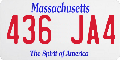 MA license plate 436JA4