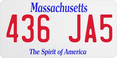 MA license plate 436JA5