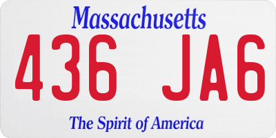 MA license plate 436JA6
