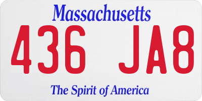 MA license plate 436JA8