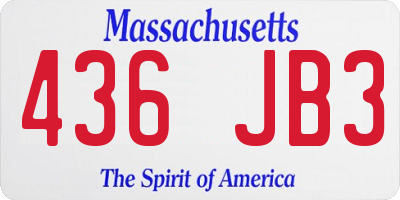 MA license plate 436JB3