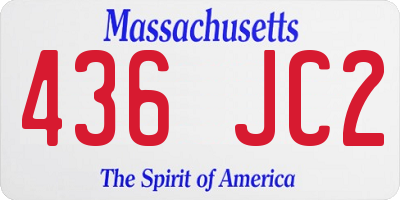 MA license plate 436JC2