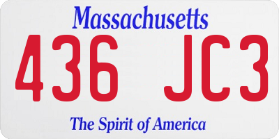 MA license plate 436JC3