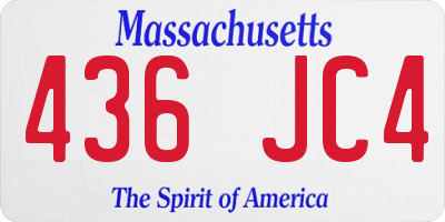 MA license plate 436JC4