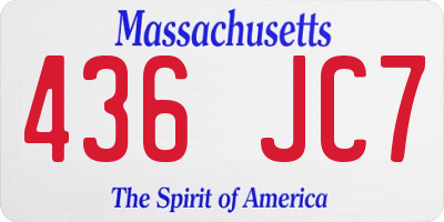 MA license plate 436JC7