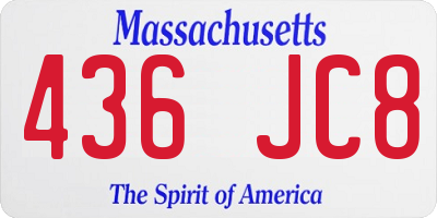 MA license plate 436JC8