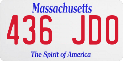 MA license plate 436JD0