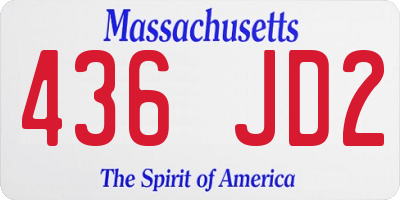 MA license plate 436JD2