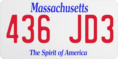 MA license plate 436JD3