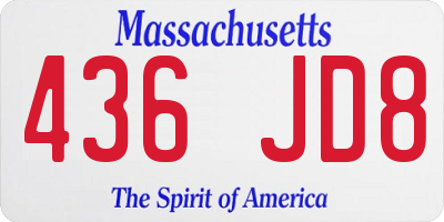 MA license plate 436JD8