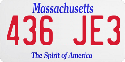MA license plate 436JE3