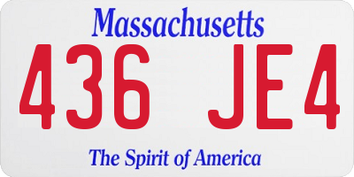 MA license plate 436JE4