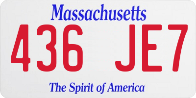 MA license plate 436JE7