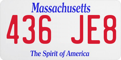 MA license plate 436JE8