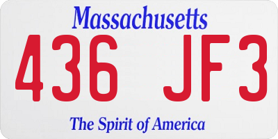 MA license plate 436JF3