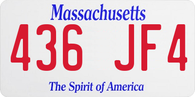 MA license plate 436JF4
