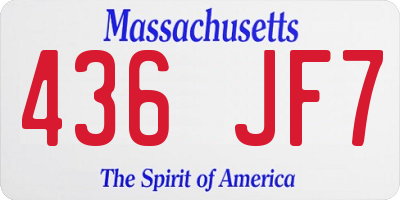 MA license plate 436JF7