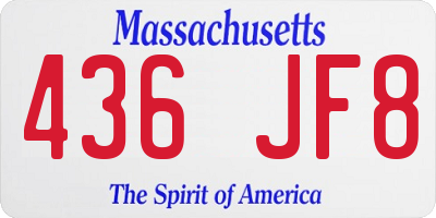 MA license plate 436JF8