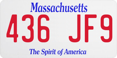 MA license plate 436JF9