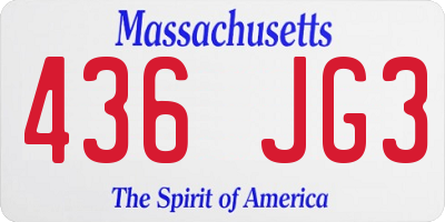 MA license plate 436JG3
