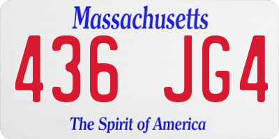 MA license plate 436JG4